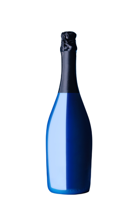 Blue champagne bottle on light blue background 2023 11 27 05 31 08 utc