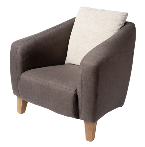 Grey arm chair with wooden legs isolated on white 2023 11 27 05 36 01 utc